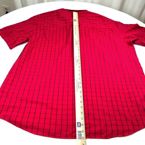 Sean John Mens Shirt 3XB Red Black Plaid & Button Down Shirt Cotton Poly Blend - Picture 8 of 9